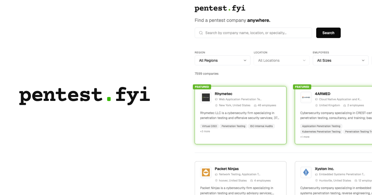 Pentest.fyi - Directory of Penetration Testing Companies